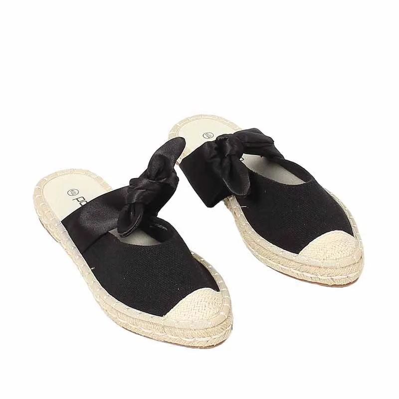 

Shoes Women Ladies' Slippers Shallow Cover Toe Loafers Flock Butterfly-Knot Pantofle Big Size Soft 2021 Flat Butterfly-knot Rub