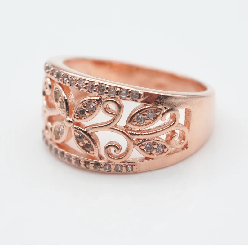 Роскошные кольца из розового золота креативные Полые Цветы S925 модные ювелирные