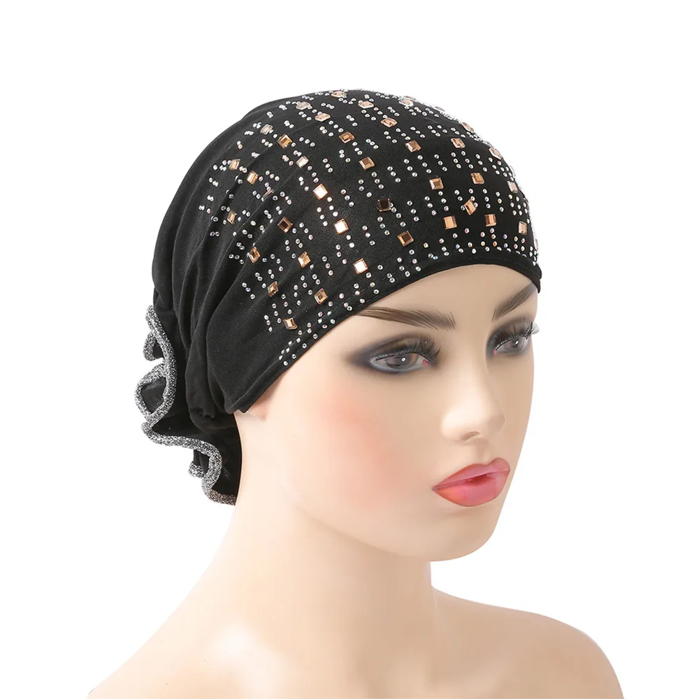 Women Muslim Indian Hats Islamic Head Cover Turban Hot Drilling Caps Arab Beanie Skullies Amira Wrap Sequins Hair Loss New | Аксессуары