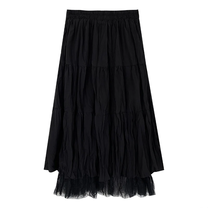 

Spring And Summer Women Boho Long Skirt High Waist Ruffles White Beach Skirts Pink Jupe Femme Tulle Skirt Saia Midi Faldas