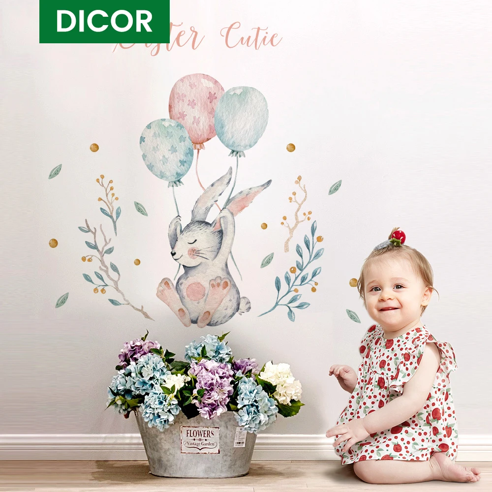 Милые Мультяшные наклейки с животными на стену детская комната украшение кролик