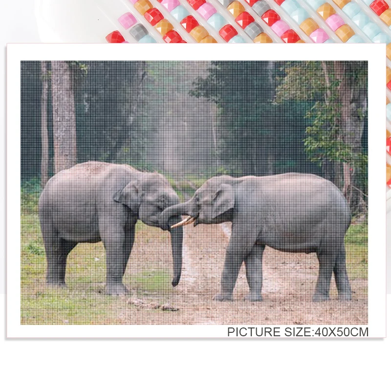 

Diy Diamond Decoration Painting Animal Style Elephant Square Diamond Round Diamond Customizable Wall Art Decoration