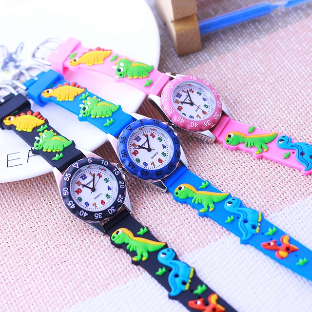 2023 new children boys girls colorful digital quartz wristwatch little kids students dinosaur silicone strap toy watch 5