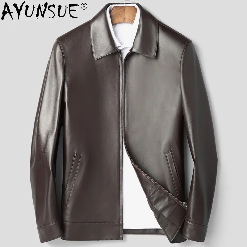 

AYUNSUE 100% натуральная кожа куртки 2021 зима осень Овчина кожаная куртка мужские черные теплые пальто Chaquetas Hombre Gmm396