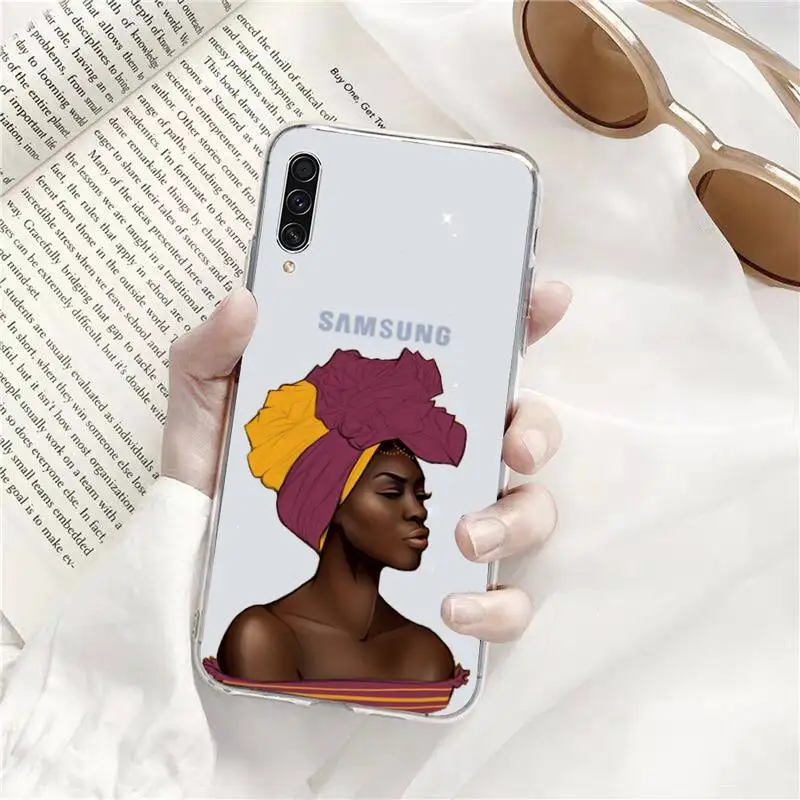 

Art African Girl Phone Case Transparent Clear For Samsung Galaxy A71 A21s S8 S9 S10 plus note 20 ultra