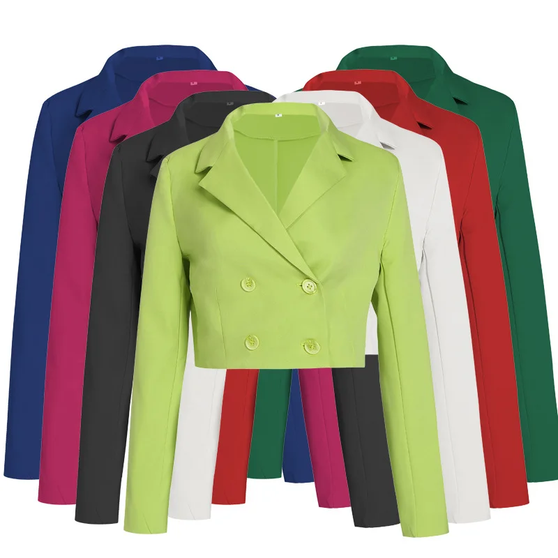 Укороченный Топ с длинным рукавом Женский блейзер белый черный красный зеленый