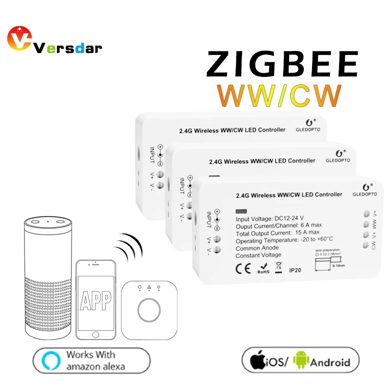 Светодиодная лента ZigBee WW CW для умного дома Беспроводная LED лампа с регулировкой