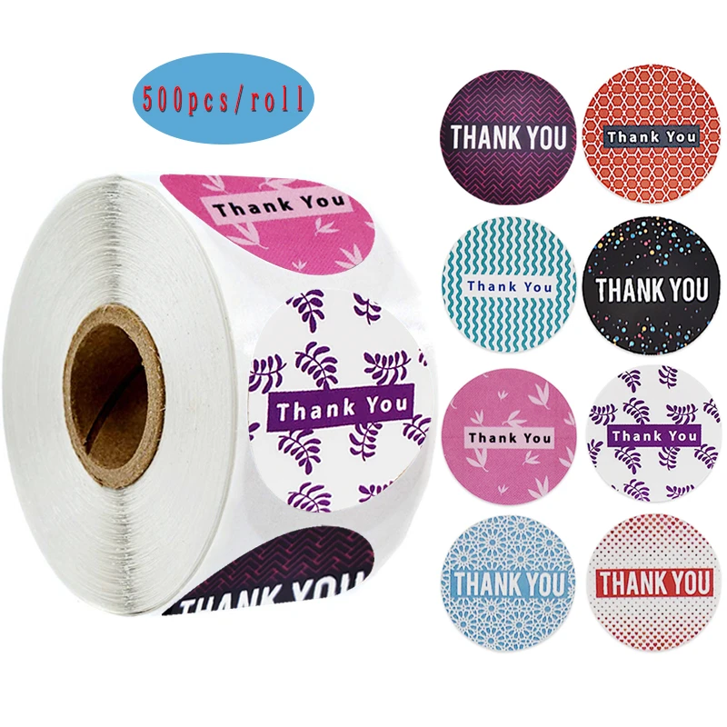 

500 Pcs Various Styles Vintage Thank You Sticker Small Business Decoration Supplies Round Seal Label for Business Gift Box Decor