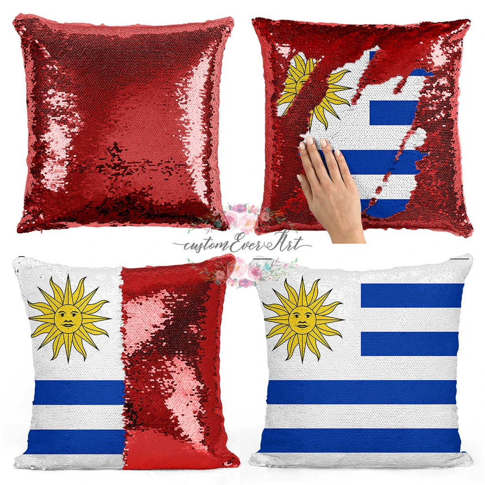 

Urugay Personalized custom picture pillow coverhome pillow reversible mermaid sequin pillow case cover