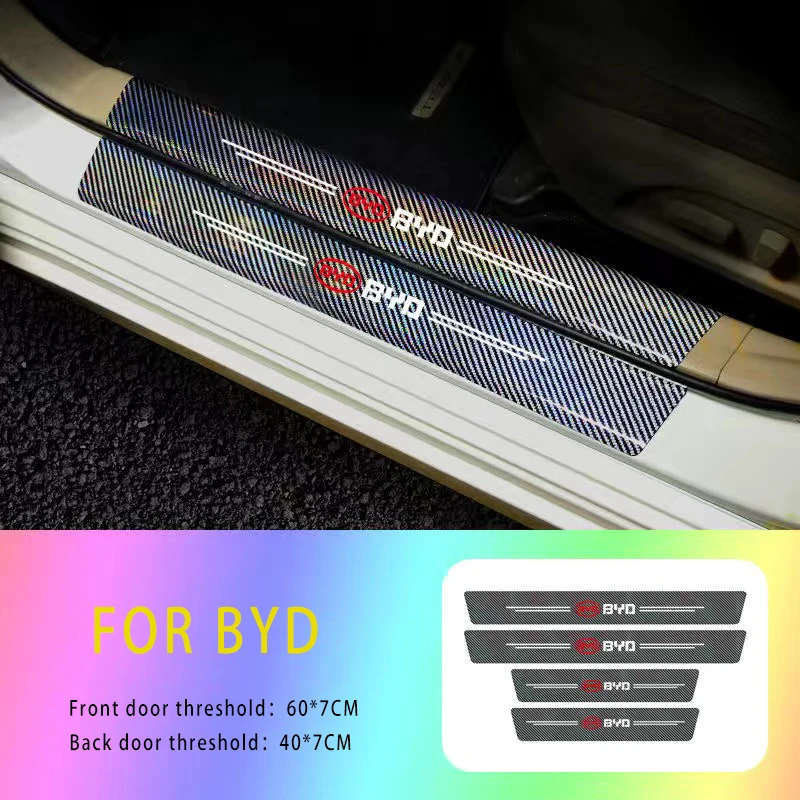 

4 Pcs Car Styling Laser Threshold Door Sill Pedal Protector Stickers For BYD F0 F3 G6 S6 L3 F6 S8 M6 F3R S7 G3 E5 Tang Song Qin