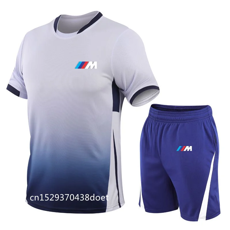 

New Summer casual t-shirt Shorts Men Sportswear for BMW Sport Suits Quick Dry Running Sets Clothes Sports Joggers Tracksuits bh