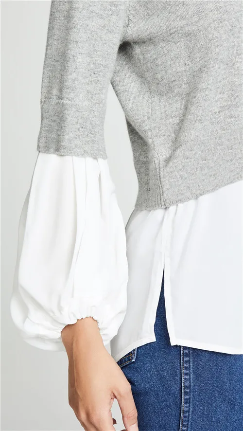 

patchwork women shirts o-neck casual blouse woman 2020 spring tops long sleeve korean fashion clothing female shirt vintage