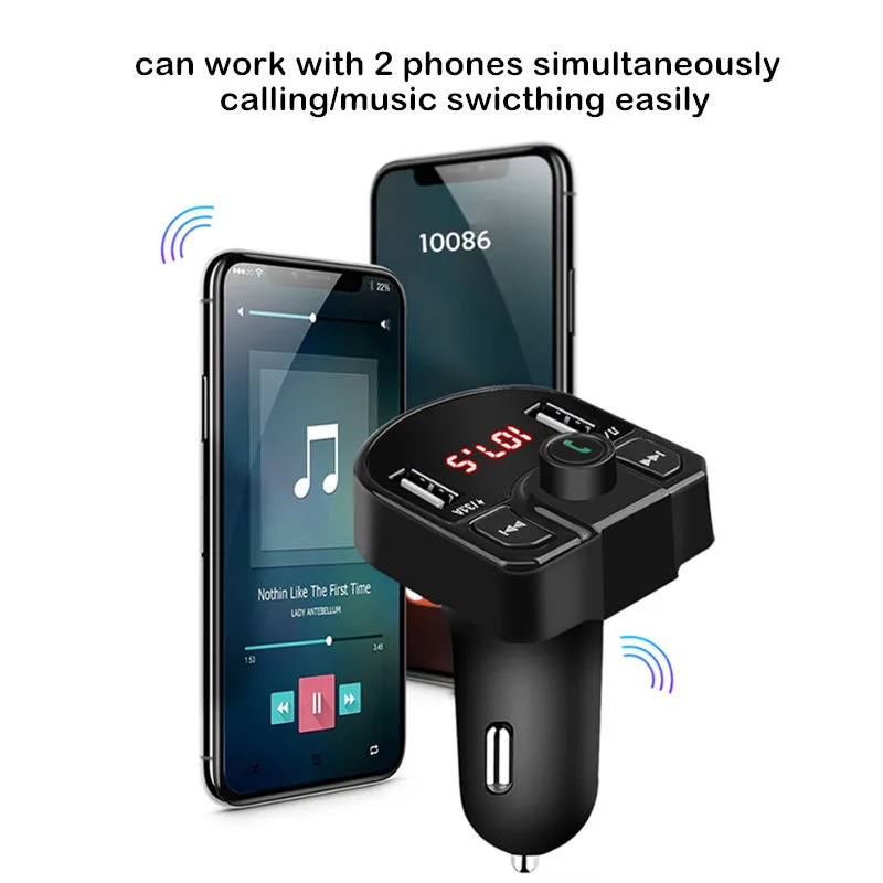 Bluetooth автомобильный fm-передатчик беспроводной громкой связи автомобильный комплект lcd USB Aux FM модулятор Автомобильный MP3-плеер двойной USB зарядное устройство адаптер