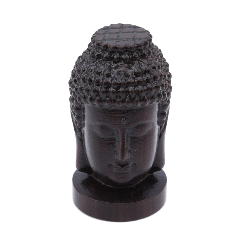 Indian Buddha Head Statue Crafts Ornament Wood Mahogany Home Decoration | Statues & Sculptures