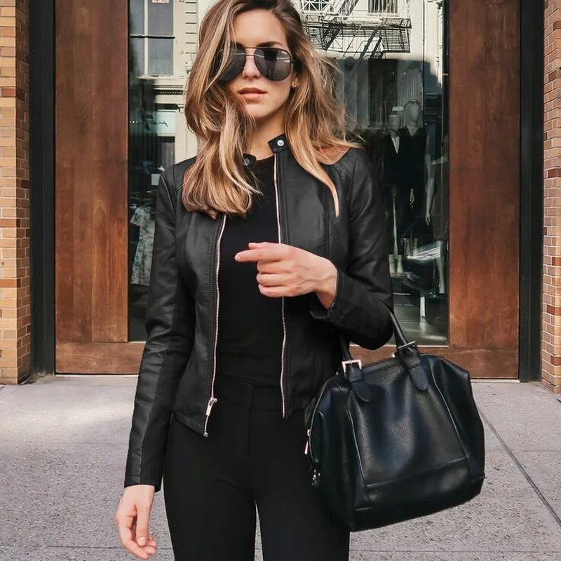 

2021 Autumn and Winter Women's Fashion Leather PU Suit Jacket Jackets for Women Jacket Women