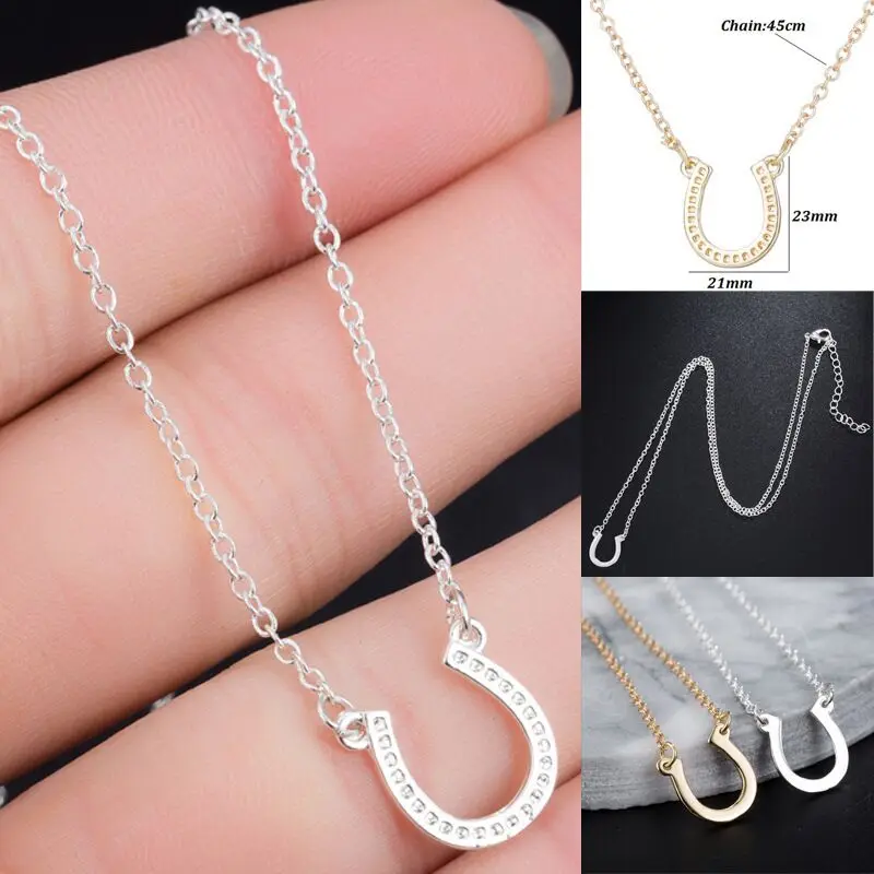 

Lucky Horseshoe Necklace For Women Student Temperament Simple Horseshoe U-shaped Jewelry Step By Step Graduation Gift