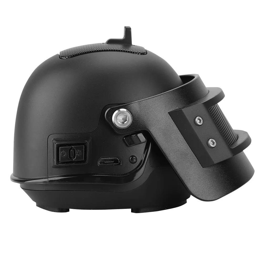 

Portable Mini Helmet Shape Bluetooth4.2 Wireless Speaker Rechargeable Stereo System Helmet Speaker 360° Stereo Sounds-Black