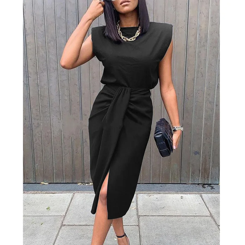 

2020 New Trendy Women Dress Set Butterfly Print Top & Slit Twisted Skirt Sets