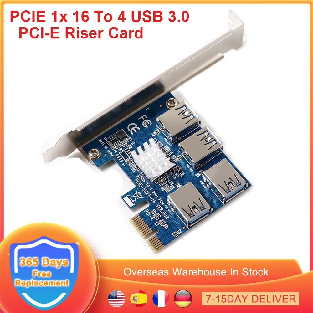 

PCIE PCI-E Райзер-карта PCI Express от 1x до 16x1 до 4, слот USB 3,0, усилитель, концентратор-адаптер для BTC ETH, добывающая установка для биткоинов