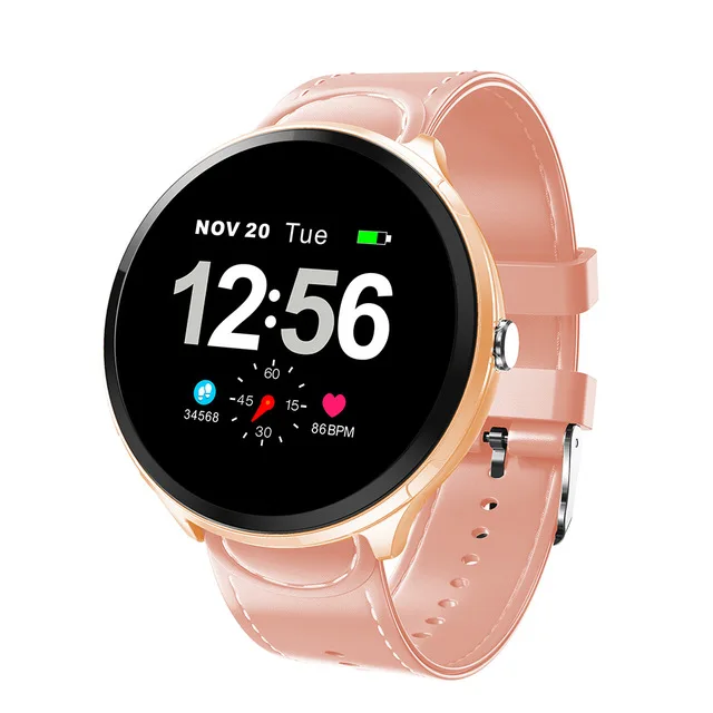 Pink Leather Makibes T4 Pro Men'S Smart Watch Waterproof Toughened Glass Smart Band Fashion Fitness Tracker Blood Oxygen 1.3 Inch Bracelet - Цвет: Pink Leather