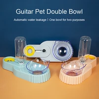 guitar pet bowl cat automatic feeder dog cat food bowl with water fountain cat ear bowl drinking raised stand dish bowls for cat
