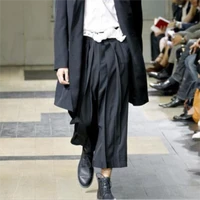 mens wide leg pants spring and summer new korean version of personality pleated hair stylist black casual loose pants