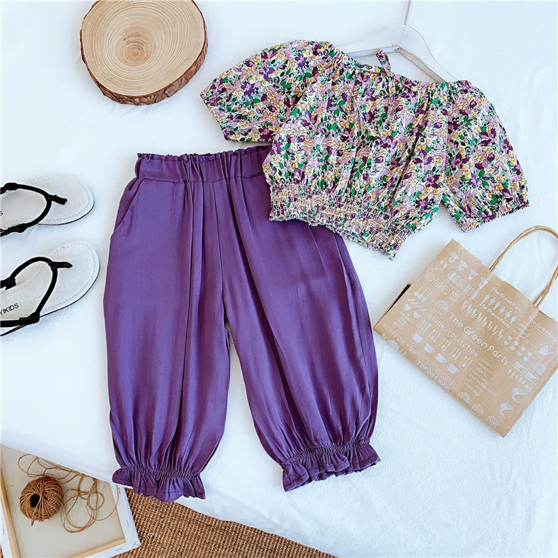 

Kids Clothes Girls Floral Tshirt+Pants Girl Clothes Casual Style Teenage Clothes for Girls Summer Kid Clothes Baby Girl Clothes