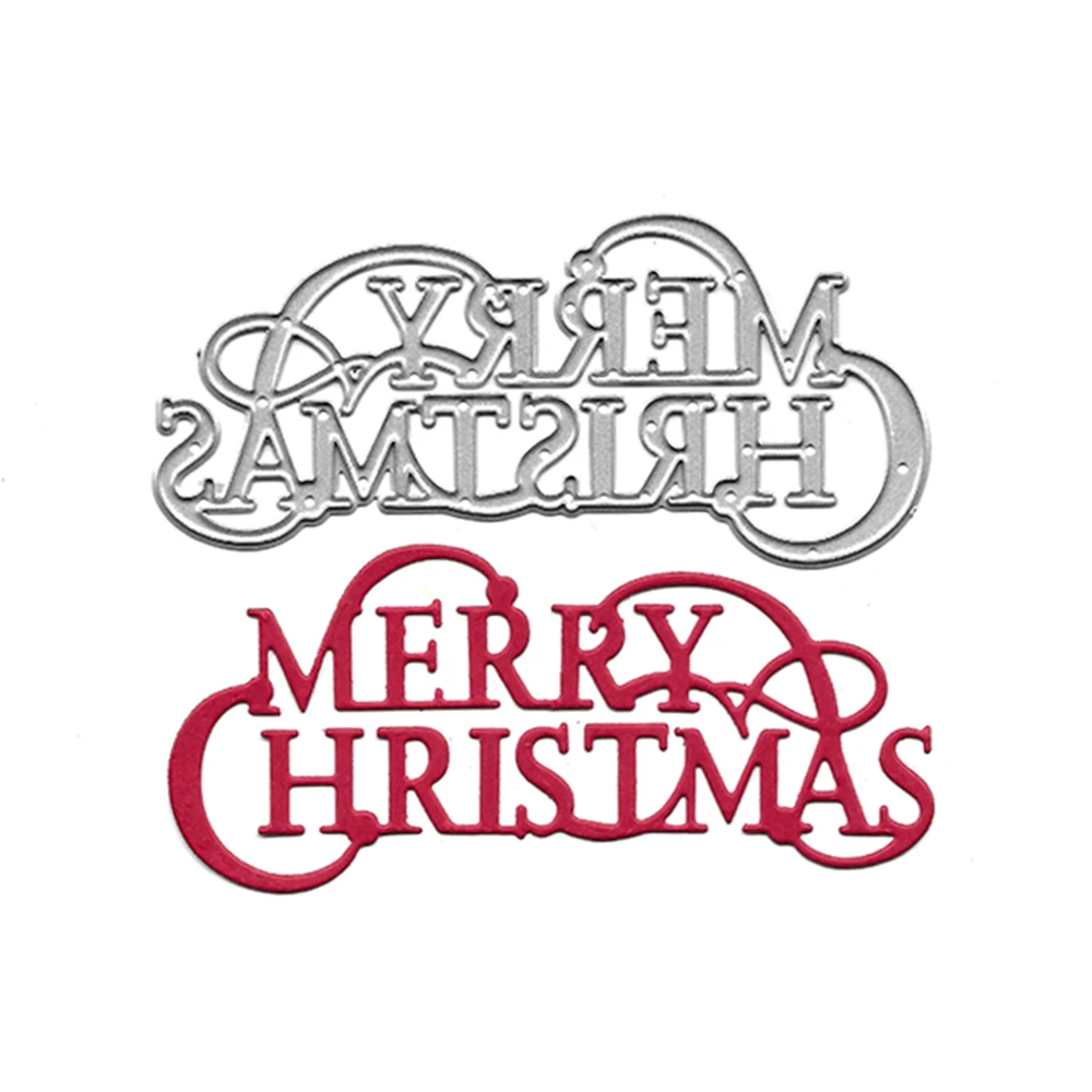 

Merry Christmas Words Metal Cutting Dies Scrapbooking Embossing Folders for Card Making Craft Stencil Paper Dies
