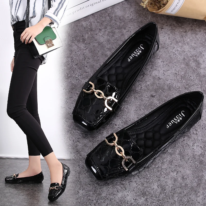 2020 на плоской подошве Женские легкие кожаные туфли типа мокасин туфли-лодочки