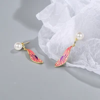 womens retro ethnic dragonfly wing drop earrings epoxy flame pattern pearl dangle earring stud elegant piercing earrings gifts