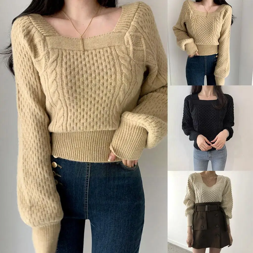 

Новинка, женский свитер, Женский Зимний пуловер, вязаные свитера для девочек, верхняя одежда, длинные тонкие топы, вязаные сексуальные свобо...