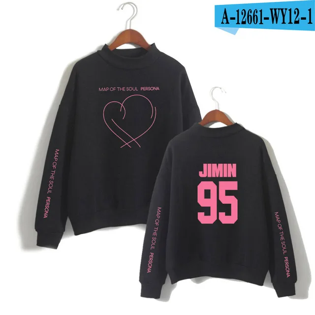 05 JIMIN J-HOPE JUNG KOOK SUGA водолазка толстовки с принтом альбом карта душа Persona Женские Модные водолазки-толстовки - Цвет: 05