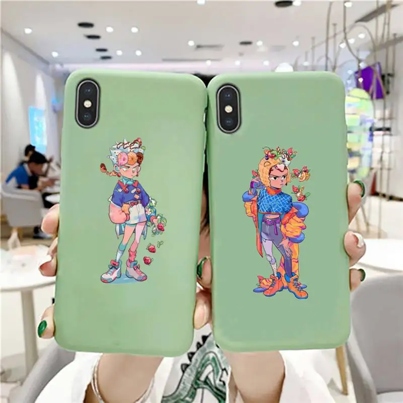 

JoJos Bizarre Adventure Phone Case Original For iphone 11 Pro Max X XS Max XR Solid Candy Color Shell For iPhone 7 8 6 6S Plus
