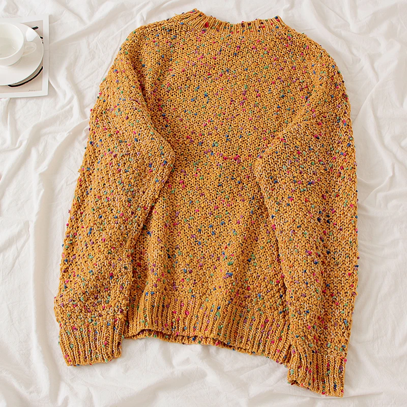 Gagaok Женский вязаный милый модный свитер весна осень новый сплошной круглый вырез