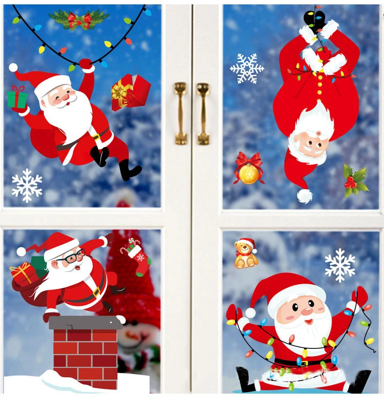 

Merry Christmas Window Stickers Glass Wall Sticker Decorations 2022 New Year Party Decoration Stickers For Home Ornaments Xmas
