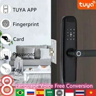 Дверной смарт-замок TUYA, Wi-Fi, разблокировка, отпечаток пальца, магнитная карта, пароль, нормально открытый режим, временный пароль, домашний