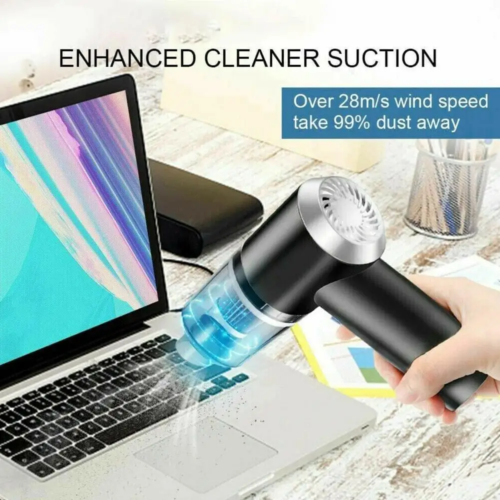 

Multifunctional Car Vacuum Cleaner, Handheld Mini Vacuum Cleaner With Wireless Charging LED Lights For Home And Car