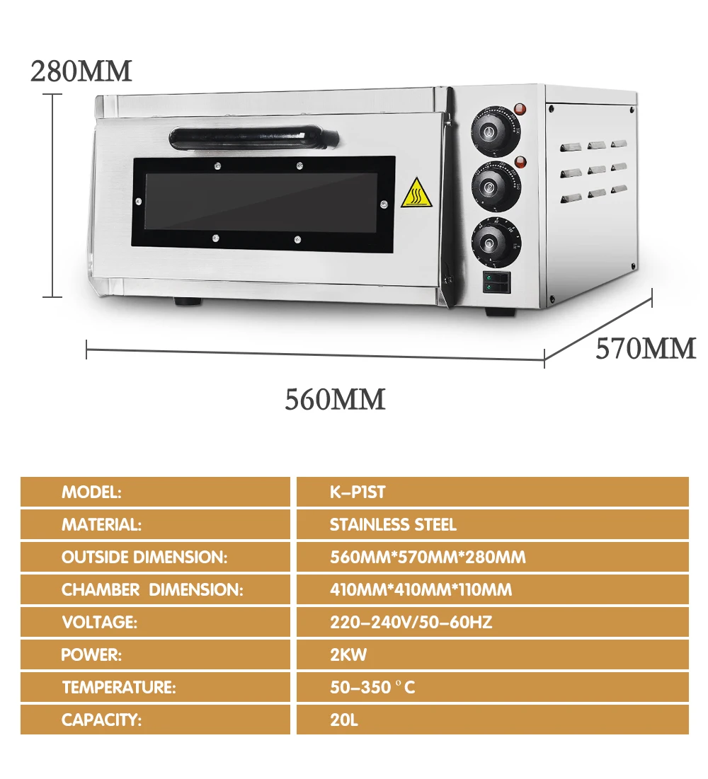 ITOP2000W электрическая печь для пиццы жареный торт курица из нержавеющей стали машина для выпечки одна жареная печь с камнем для пиццы