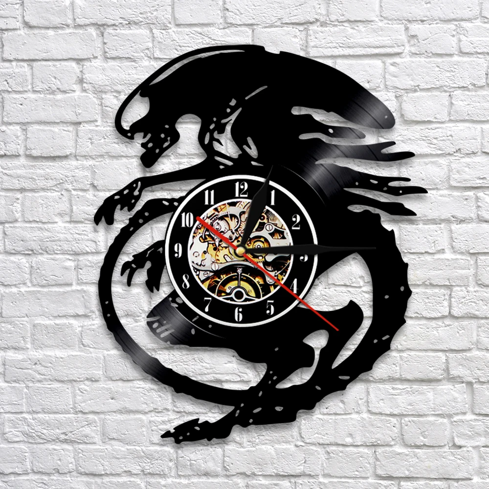 Настенные часы с изображением инопланетянина винтажный декор из фильма ужасов