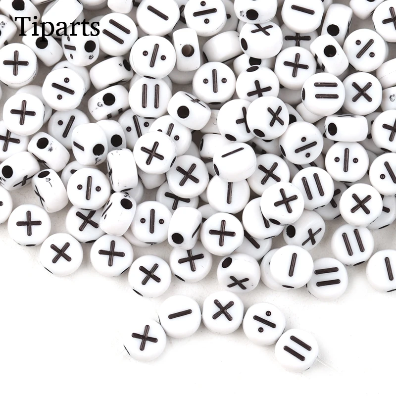 100pcs/White Letter Acrylic Beads Round  Alphabet Symbol Cube Cross Spacer Beads For Jewelry Making Handmade Diy Bracelet