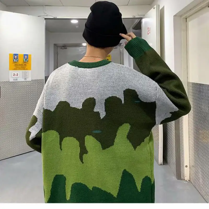 

S-XXL Crewneck Sweater for Men Loose Fit Ultra Soft Fashion Korean Streetwear Pullover Mens Sweater for Casual Or Dressy Wear