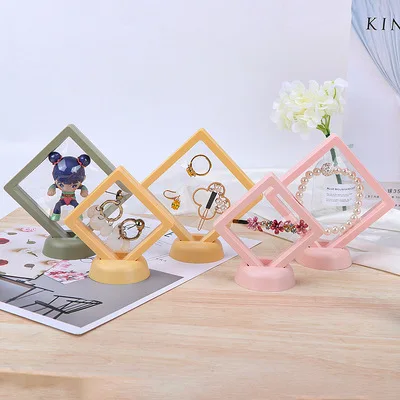 

9*9cm Suspended Floating Jewelry Display Box Transparent PET Bracelet Holder Case Jewellery Coin Gems Holder Display Stand Case