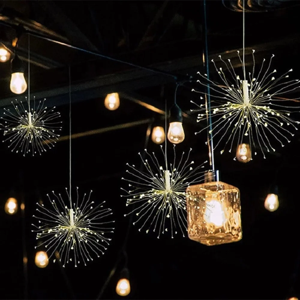 

Hanging Starburst Firework Lights 180LEDs String Lights DIY Firework Copper Light 8 Modes Dimmable String Fairy Lights