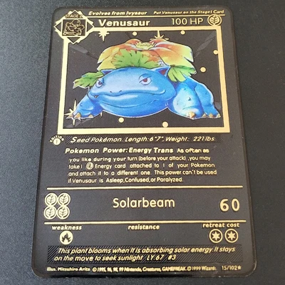 Venusaur H Покемон Игры Аниме битва карта золотая металлическая карточка Чаризард Пикачу коллекция карточная фигурка Модель Детская игрушка подарок - Цвет: Venusaur H