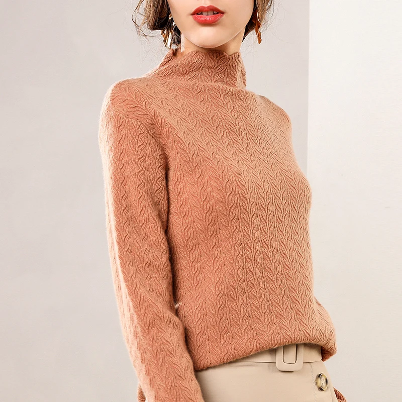 Свитер с воротником-лепестком кашемировый приталенный свитер модный костюм на