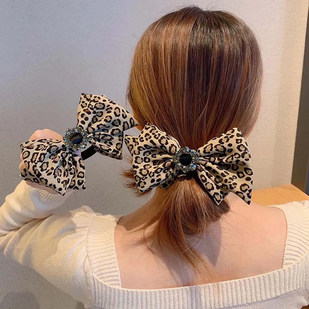 

Korean Leopard Hairpin Big Bow Headband Hair Accessories Autumn Winter Hair Rope Fashion Wild Temperament Simple Hair Band Women