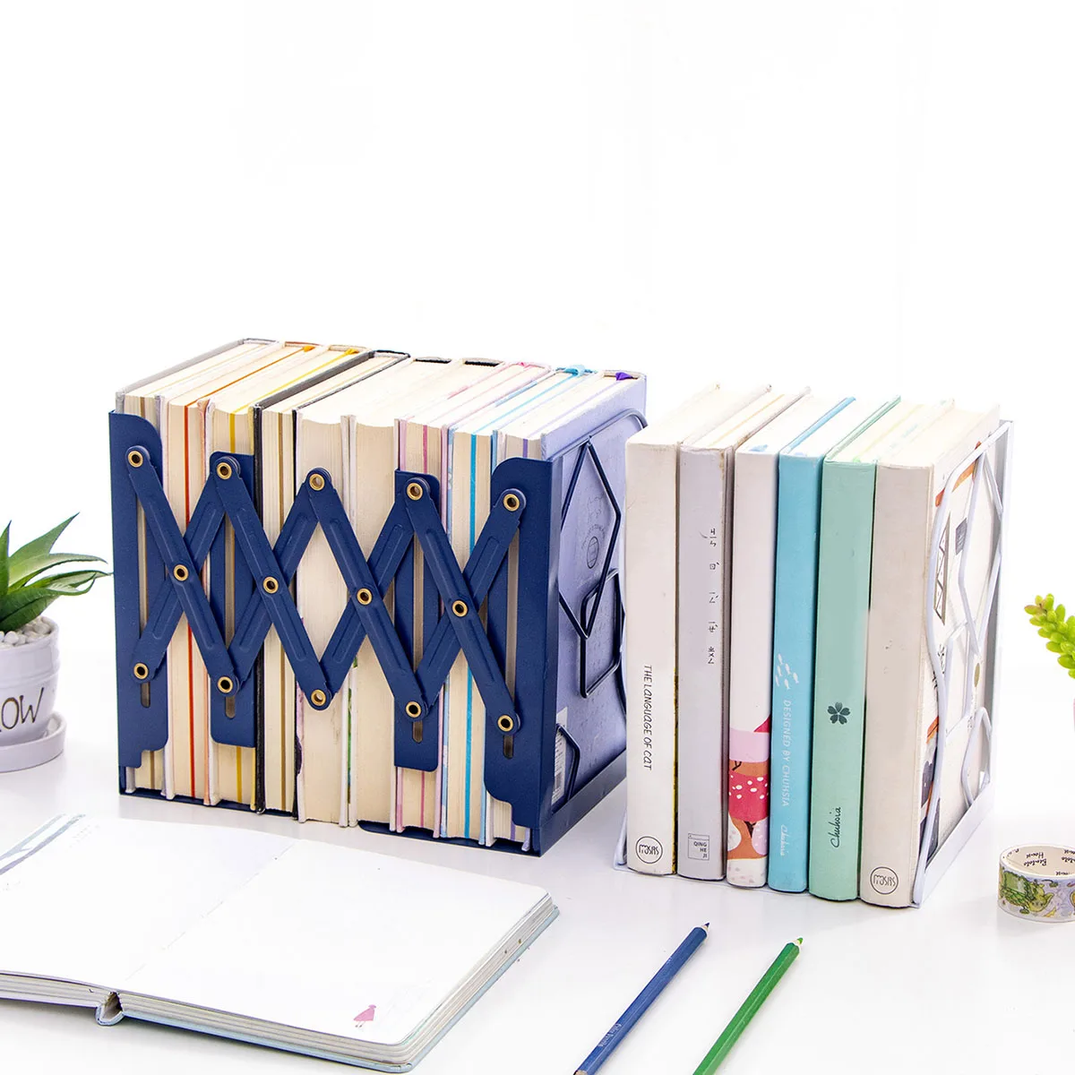 

Retractable Adjustable Metal Iron Book Rack Books Desktop File Folde Holder Stand File Organizer Bookshelf