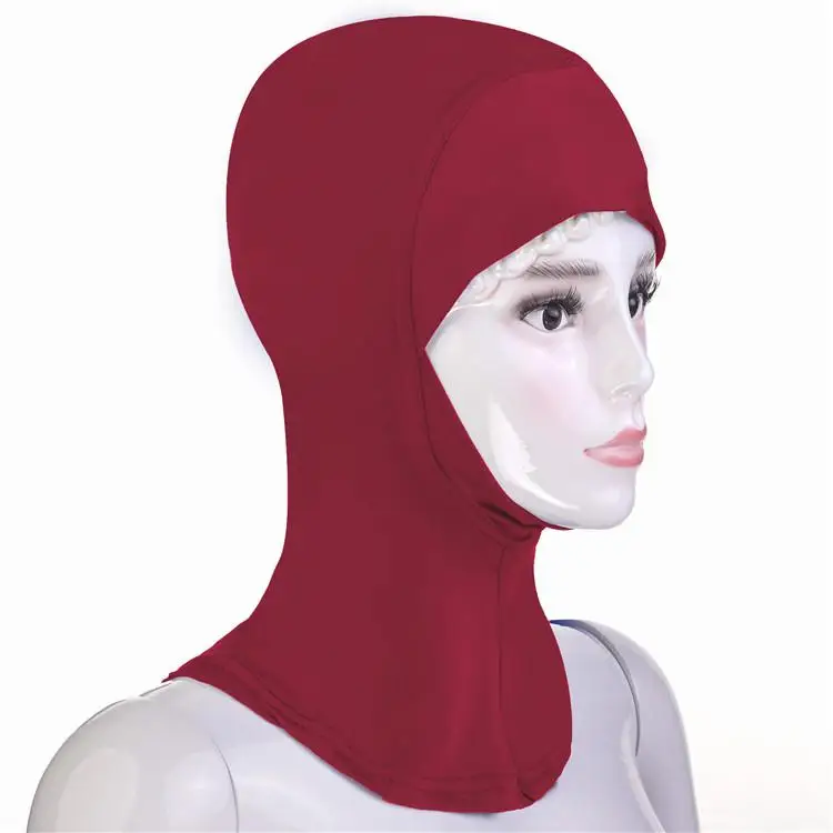 Rose Red Новинка, Арабская мусульманская мягкая шапка под хиджаб, внутренняя шапка под шарф, головной убор ниндзя, Одноцветный головной платок, головной убор, исламский молитвенный головной убор - Цвет: Rose Red