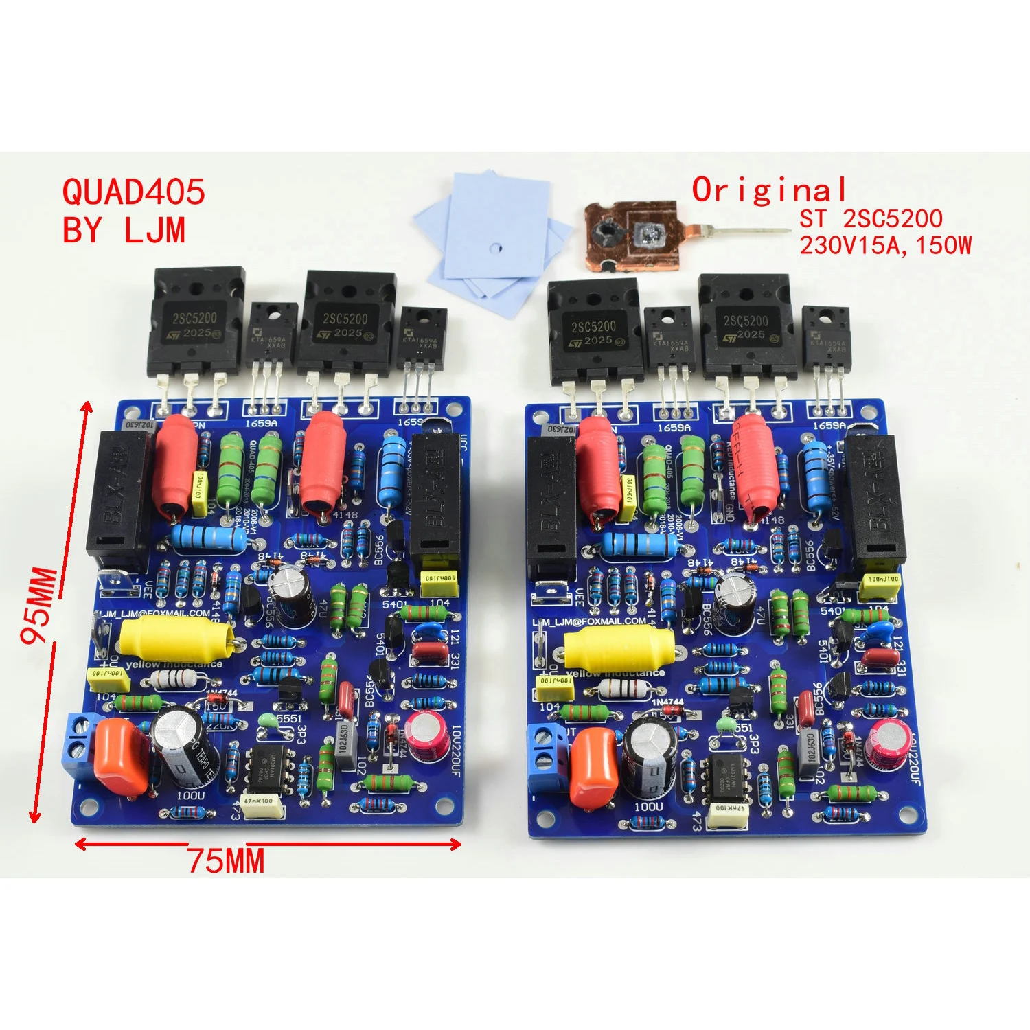 

2PCS 2 channels QUAD405 100W+100w Audio Power Amplifier Board DIY KIT Assembled board