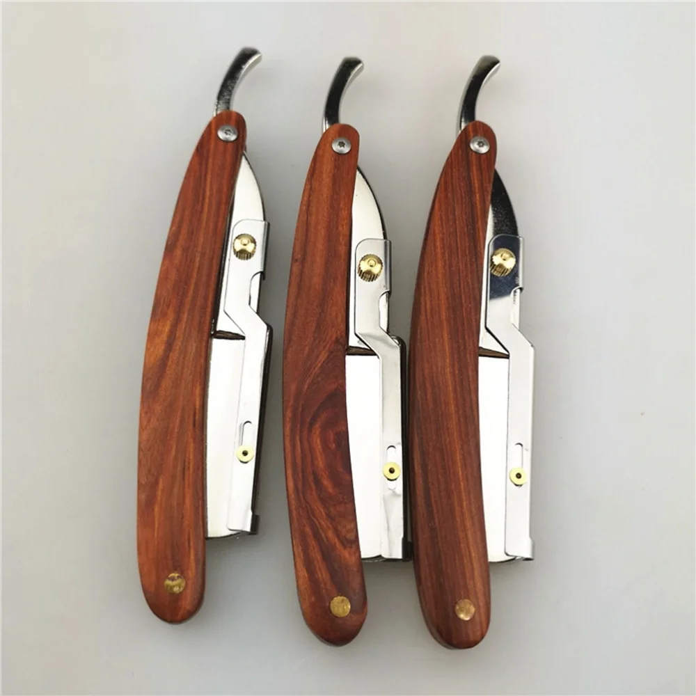 Стальные бритвы с деревянной ручкой для парикмахера складные мужские стальные